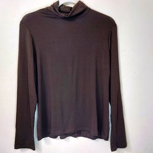 Chico's Calista Mock Neck Top Cocoa Bean Size 8